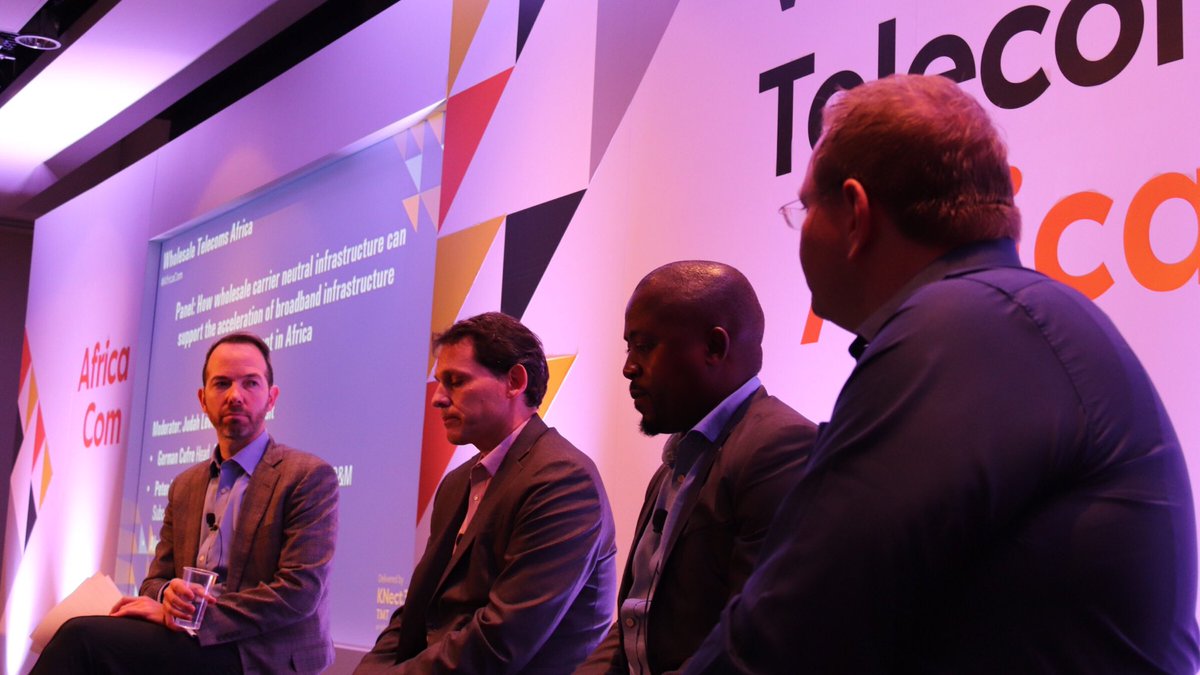 bbinfraco's tweet photo. Peter Mafagana, #BroadbandInfraco  Senior Manager (NOC) &amp; Chair of WACS O&amp;M Subcommittee, discussing how #wholesale #openaccess #infrastructure can support #broadband deployment in #Africa @KNectAfrica #AfricaCom in a session moderated by Judah Levine, CEO @hipconsult https://t.co/aPQhW1mHSU