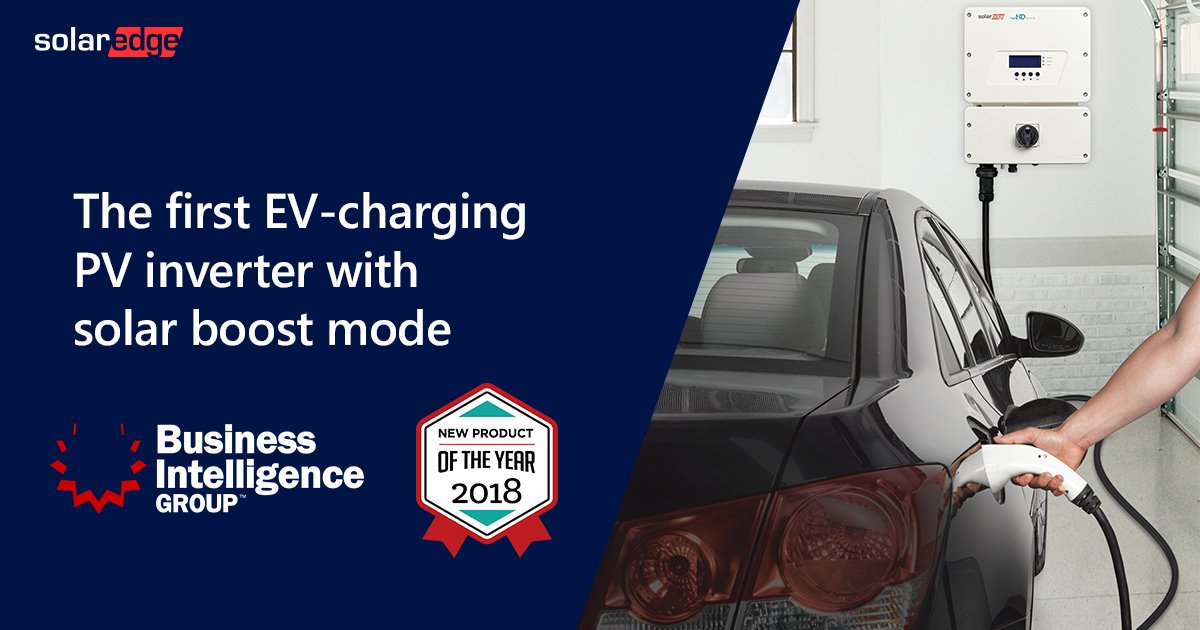 SolarEdgePV's tweet photo. PRESS RELEASE: SolarEdge’s EV-Charging PV Inverter Wins the 2018 BIG Awards for Business: https://t.co/mB9bNkbWE1 https://t.co/bAz5XqVeTC