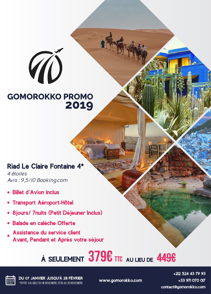 GomorokkoM's tweet image. Offre exceptionnelle pour un séjour de rêve au sein de l&apos;un de nos plus beaux Riad de Marrakech.
N&apos;attendez plus! Nombres de places limitées