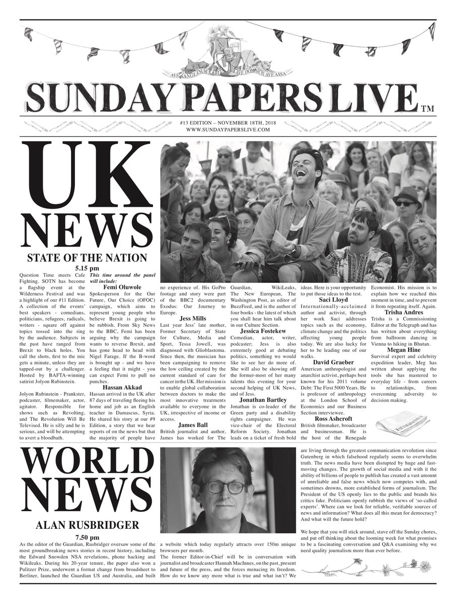 ThePapersLive's tweet photo. The full Sunday Papers Live - bringing the broadsheets to life this Sunday will be... #13Edition #sundaypaperslive https://t.co/mpL2Wyp4rn