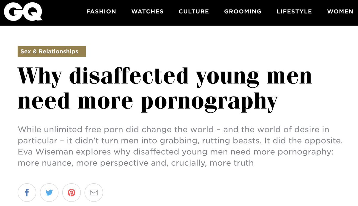 So how does the woke media interface with this? Porn has domesticated us and made us disaffected... let's have more of that!