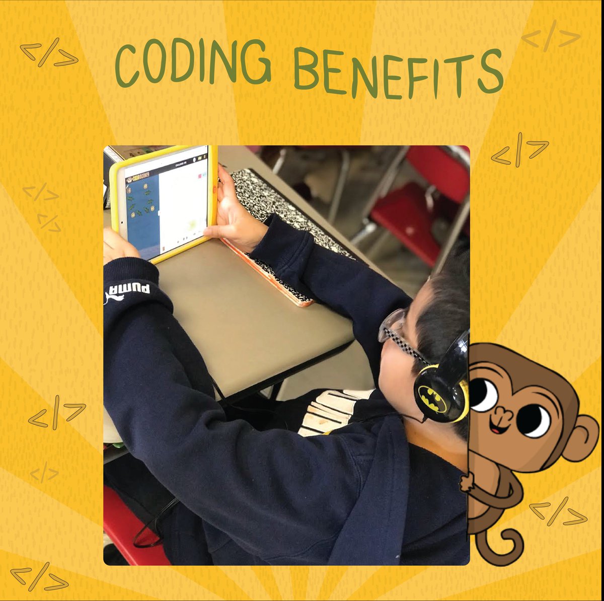 CodeMonkeySTU's tweet photo. Do you know the specifics of exactly how coding benefits kids? Learn exactly what coding skills students benefit from most during different stages & ages in life on CodeMonkey's latest blog! #codingforkids #benefitsofcoding #playcodemonkey
https://t.co/H5lAT2x9kF https://t.co/Vsm02wBUzz