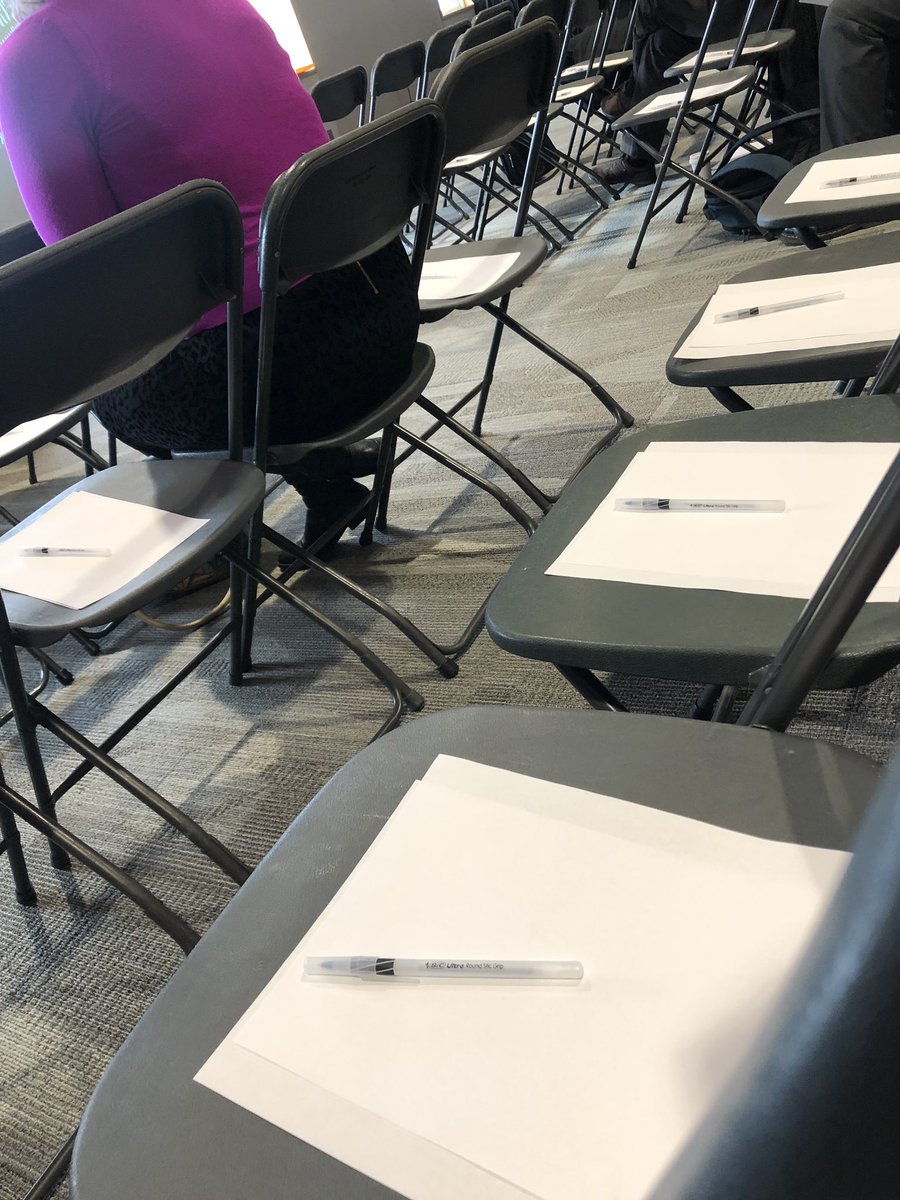 GarethTSq's tweet photo. Pens and paper on every seat - I think this is going to be my kind of workshop #MITCymru https://t.co/jDBkHqWaYQ