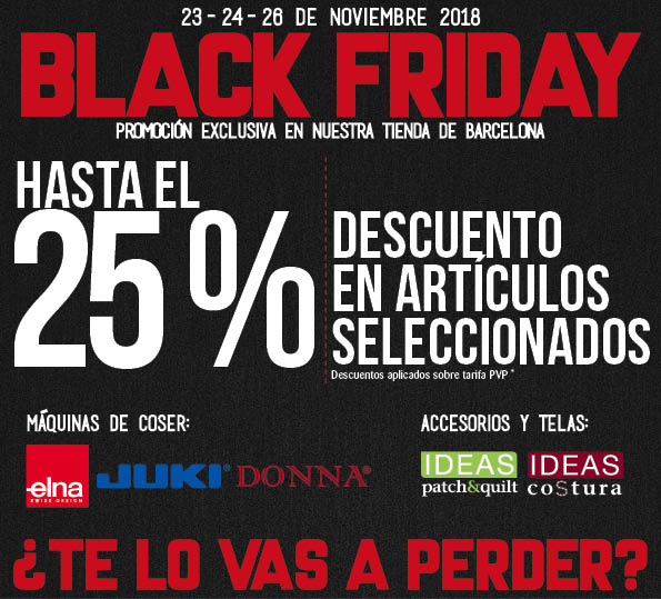 IdeasPatchQuilt's tweet photo. ¡Se acerca el BLACK FRIDAY! 🖤 
Hasta un 25% DE DESCUENTO en los artículos seleccionados de nuestra tienda física, ¿te lo vas a perder? #blackfriday https://t.co/kPMsvpO69l