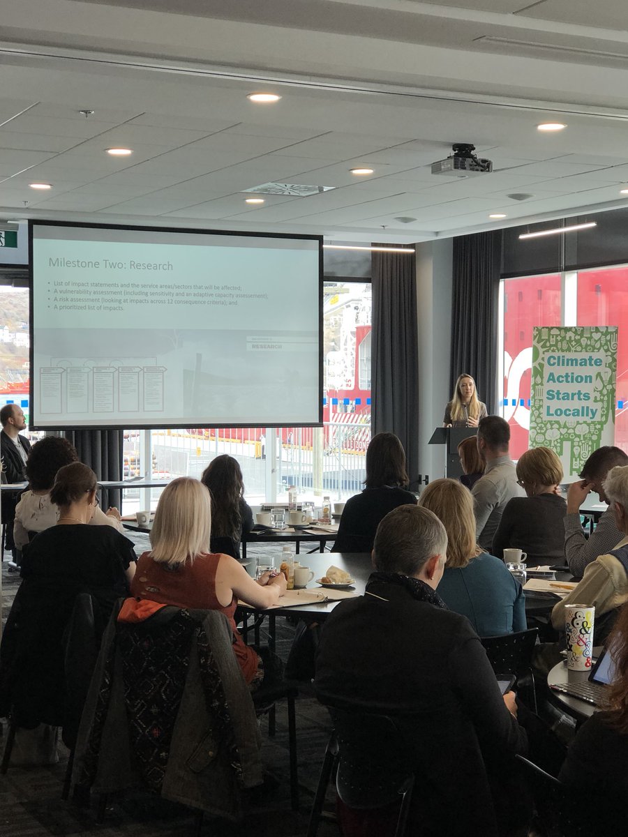 ICLEI_Canada's tweet photo. Our Climate Change Project Coordinator Christina Schwantes speaking about our Building Adaptive and Resilient Communities program at #LCF2018 ! One of the many tools available to #cadmuni to plan for #climaterisks at the local level https://t.co/gk11nzPTAI