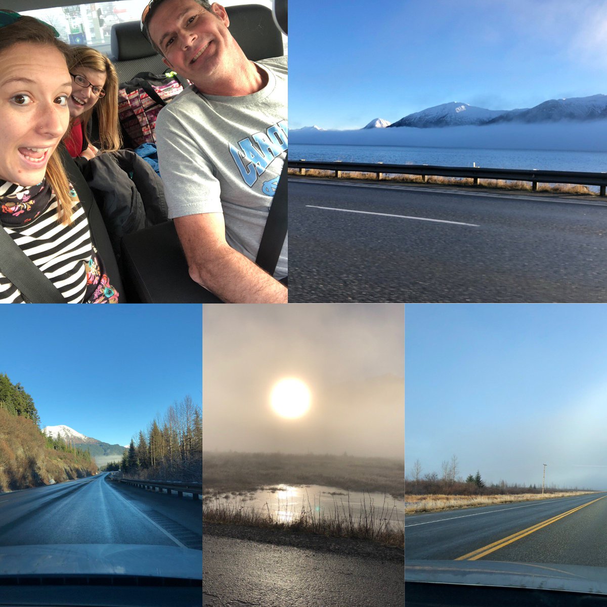 VeinsAlaska's tweet photo. Flights were canceled out of Kenai due to fog so "Team VSA" had to take a road trip to catch our other flight. Dr. Bell likes the cold and we love the heat, so it was definitely a team building road trip!! 😉 https://t.co/KeIysY1JDV