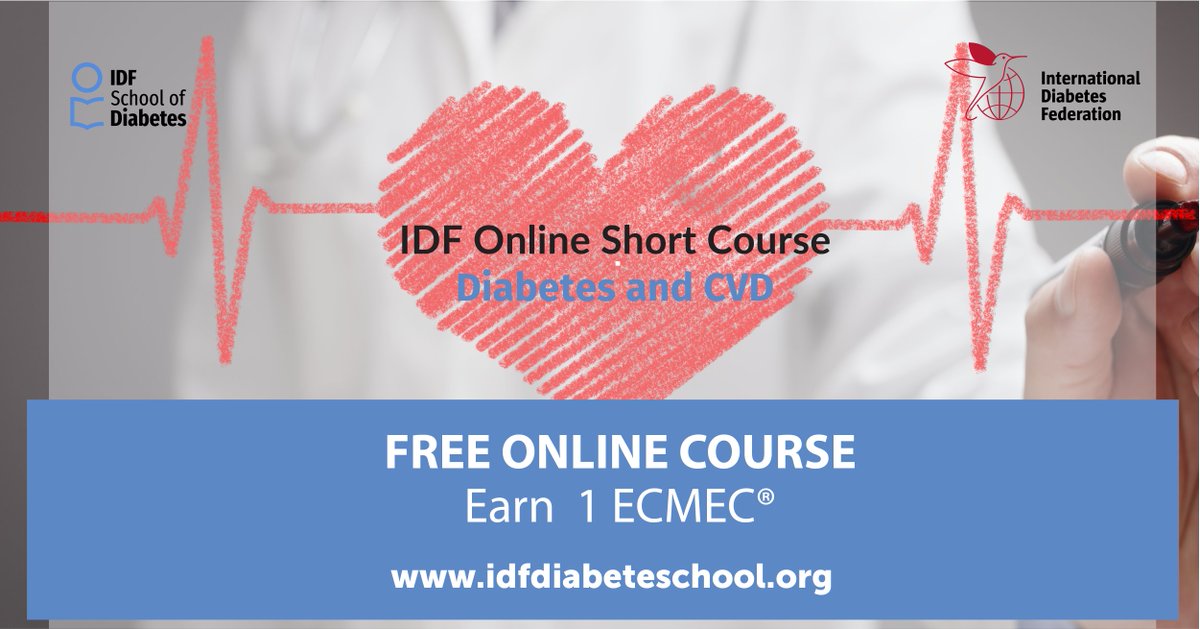 IntDiabetesFed's tweet photo. Cardiovascular disease is the leading cause of disability and death in people with type 2 #diabetes. Learn how to minimize #CVD risk factors through our free short course on IDF School of Diabetes: #CVD https://t.co/VAnmyG5Elg https://t.co/HSsfN7pTkt