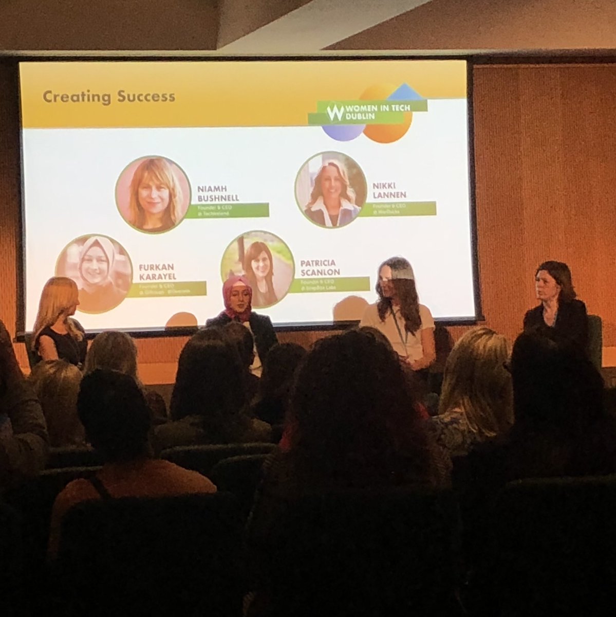 SparkDigitalIE's tweet photo. Loving the honesty about #entrepreneurship and #CreatingSuccess panel with @nikkilannen from @War_Ducks and @furkankarayel @diversein @NiamhBushnell @soapboxlabs. #WinTechSeries #WinTechDublin https://t.co/NF1CVFHuJy