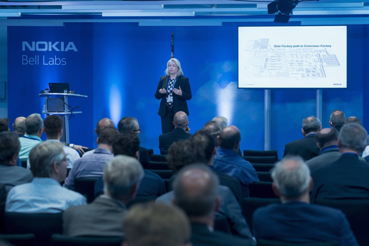 BFuckert's tweet photo. Our brilliant @SankariErja explaining at the Innovation Days in Stuttgart how we at #Nokia test and trial #5G and #privateLTE use cases in our own factories. @nokiaindustries @BellLabs #industry40 https://t.co/r6fFhWKswF