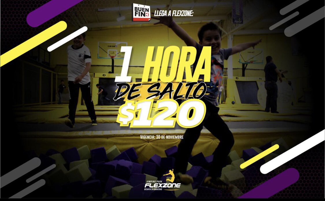 Flexzonejp's tweet photo. El #BuenFin llegó a #Flexzone
El mejor #JumpingPark te consiente el FIN más barato del año 😍💛 https://t.co/iraGfX7Aud