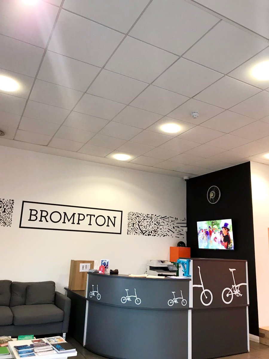 UP_Cornwall's tweet photo. Cornish business leaders at @BromptonBicycle HQ on a #FutureFocus trip, including an inspirational tour from @Will_Brompton and a quick ride on their electric folding bikes! #GetSomeInspiration #innovation #business https://t.co/FjJvSJvm8H