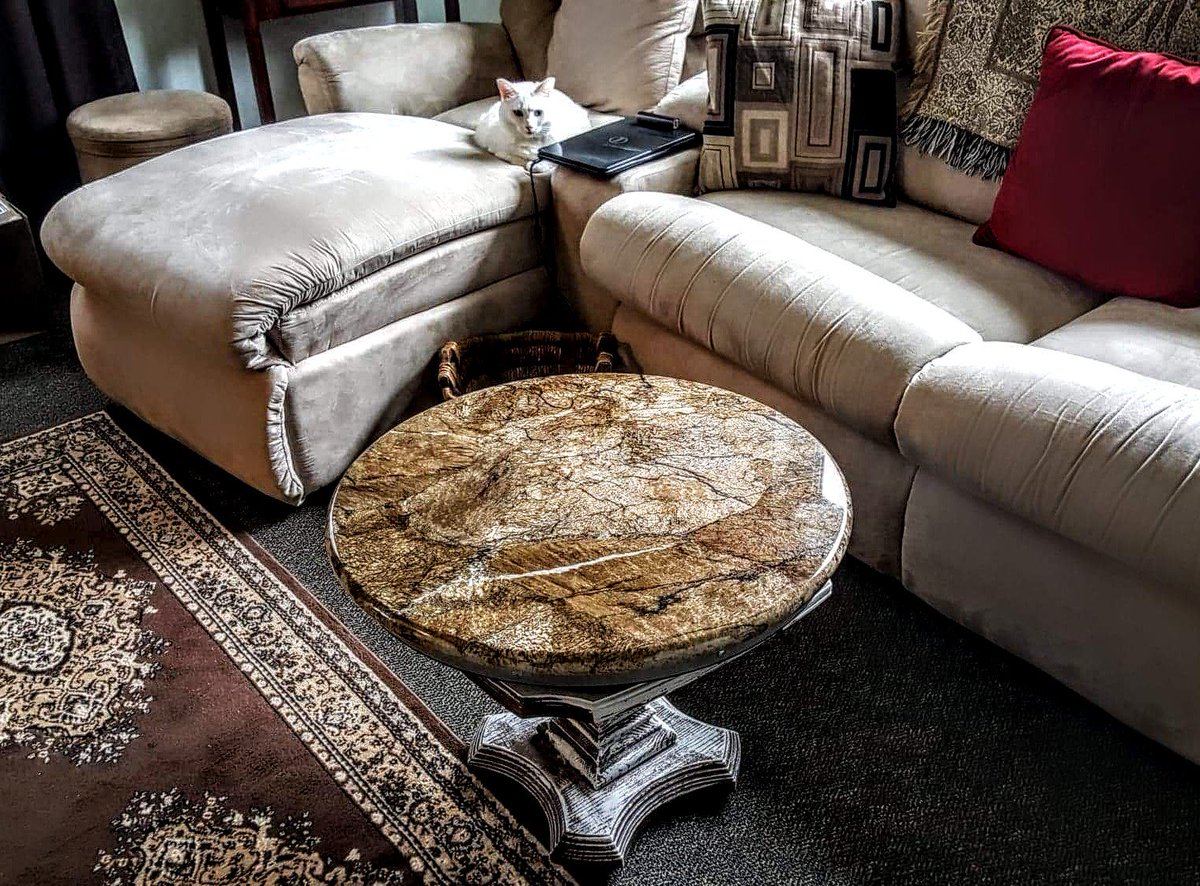 reesescustom's tweet photo. It's so fun to see how customers envision our tables in their space.  Carol from Alaska is using her lazy susan from her bistro bar as a coffee table..... Love it!♥️🍷 https://t.co/9pFMZaSV0g