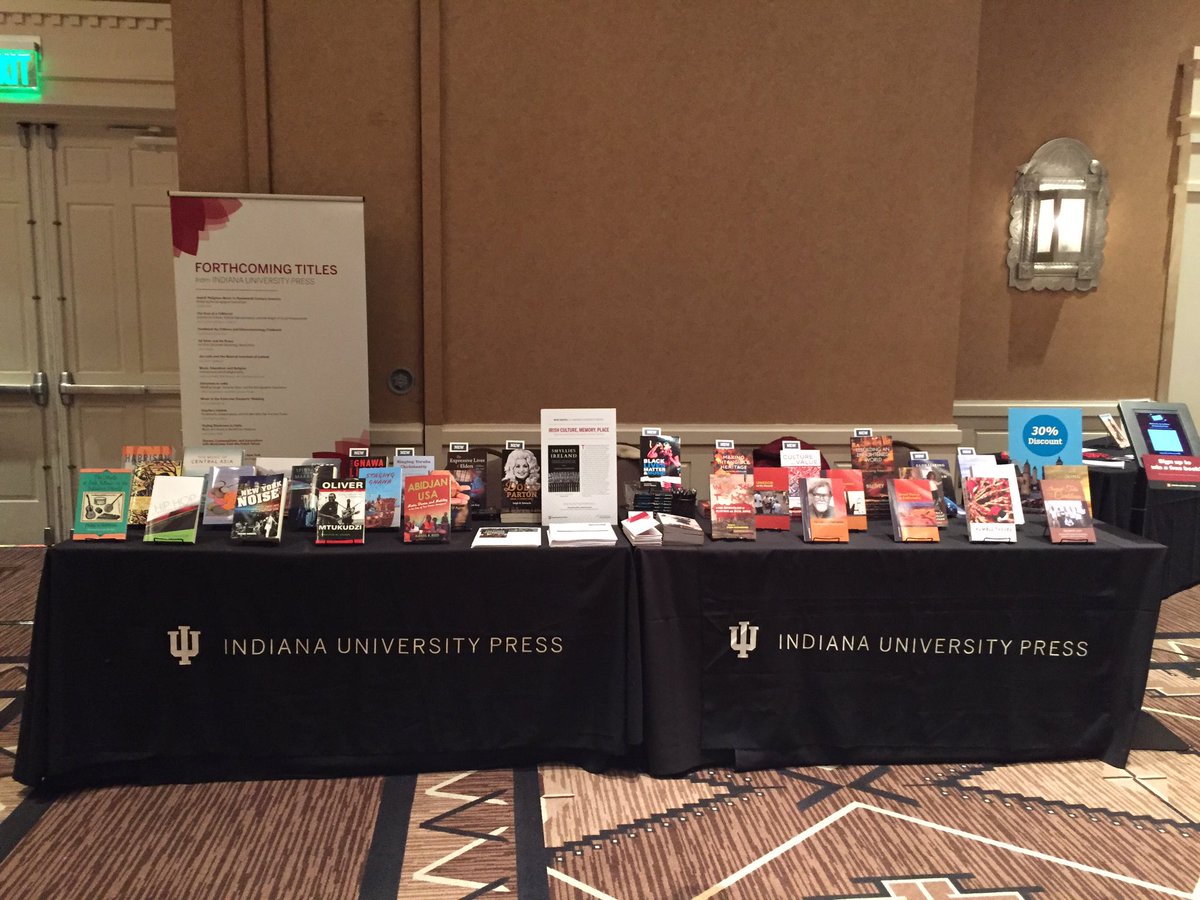 IUP_Janice's tweet photo. @iupress is open and ready for business at #SEM_2018 Books are 30% off and don’t forget to sign up for our email list to be entered to win a free book! #ethnomusicology https://t.co/xlp7tLgDfz