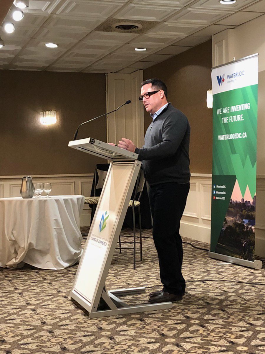 GKWCC's tweet photo. Mike Galbraith, CFO of @focalsbynorth, up on stage sharing how North (formerly Thalmic Labs) scaled their business to over 350 employees https://t.co/tyZhmHlmgG