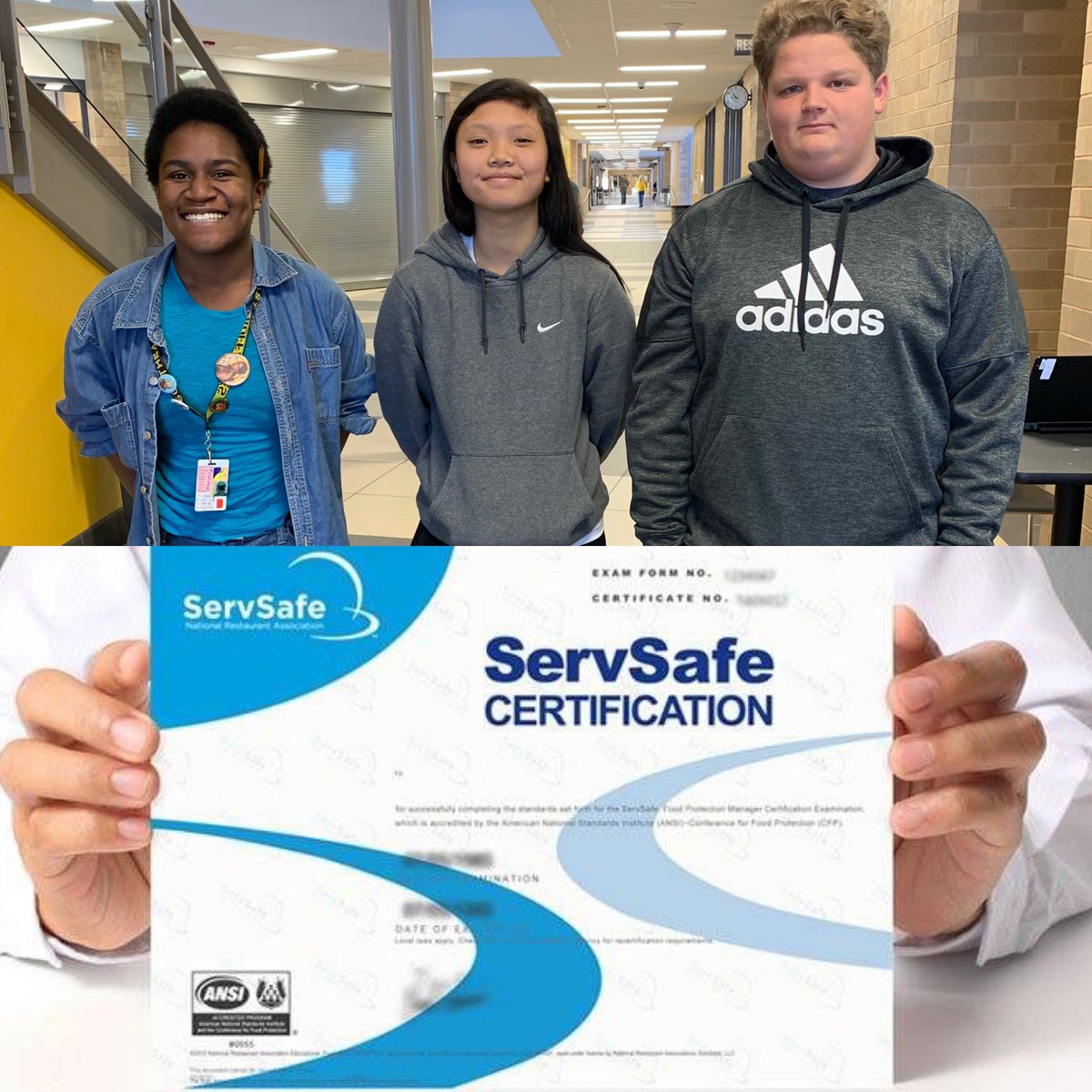 KRHAEF's tweet photo. Excited to recognize these @Wichita_SE_High students for earning the ServSafe manager certification!! 🙌🏼 industry certifications prepare students for college/career opportunities. #isucceedwithCTE #servsafe #prostart https://t.co/sevVum47nS