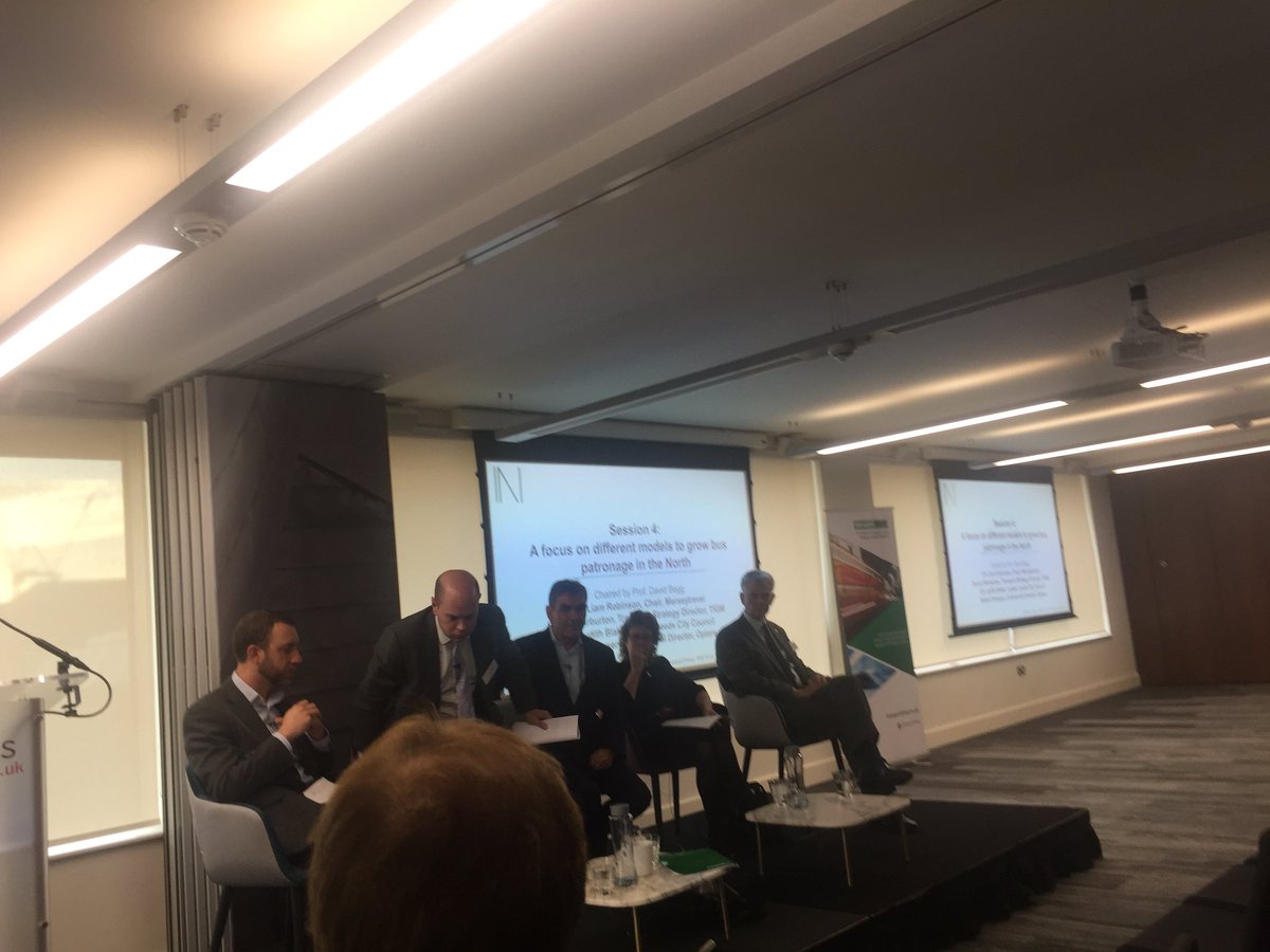 thepsenews's tweet photo. Closing the north of England Transport Summit we have @LeedsCC_News’s Judith Blake, Liam Robinson @Merseytravel, Simon Warbuton of @OfficialTfGM and Robert Drewery @Optaregroup taking about a different model to grow bus patronage in the north #nets18 https://t.co/eOFqAJ6MMB