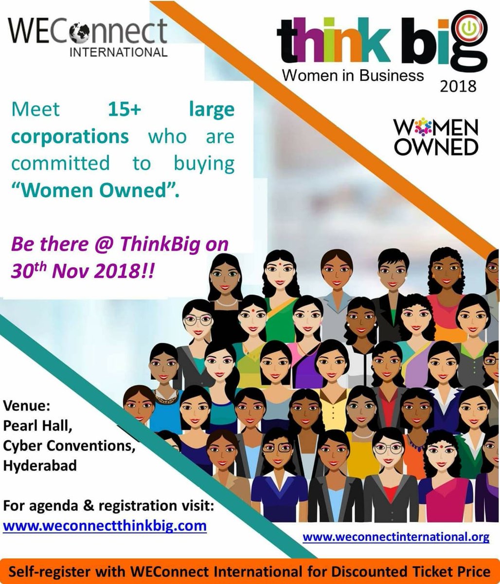WEConnectionIND's tweet photo. Meet some of the largest corporations &amp; women entrepreneurs @ ThinkBig, 2018!!
For Agenda &amp; Registrations visit: https://t.co/pYbfySgmxp
#ThinkBig2018 #WomeninBusiness #WomenEntrepreneurs #SaveTheDate #SDG5 @WEConnectionIND @WEConnection @PMOIndia @minmsme @UNDP @sidbiofficial https://t.co/oyIsA1jifb