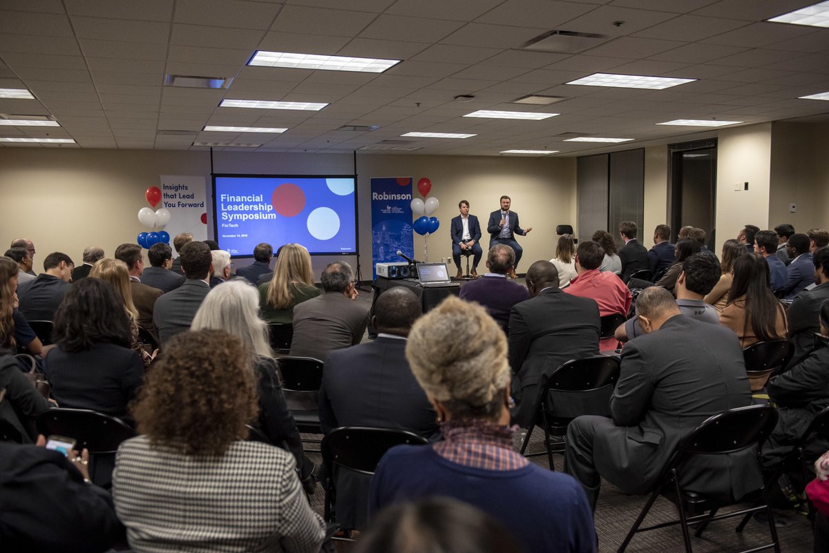 jackiedavissays's tweet photo. Big turnout at @GeorgiaStateU @RobinsonCollege's Financial Leadership Symposium last night to hear from @KabbageInc and @FundingUniv to talk about the future of finance in the era of digital revolution. #FinTech #Atlanta #TransactionAlley https://t.co/L8yS48MsN0
