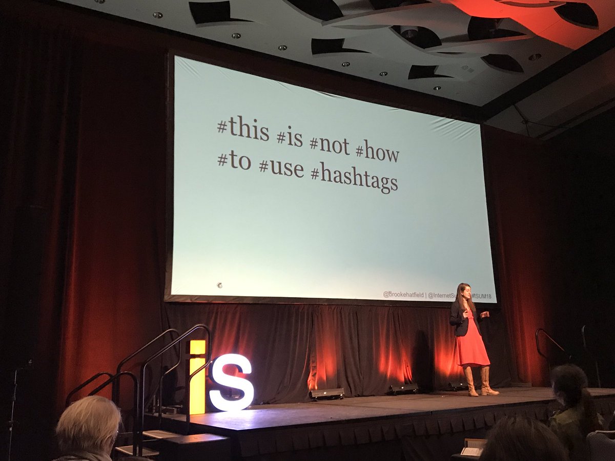 METANAVco's tweet photo. Hashtag tip of the day here at #ISUM18 from @brookehatfield of @Mailchimp ๐๐ #marketingtips #Hashtags https://t.co/SgQJEhLIU3