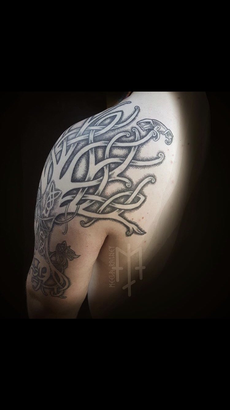 my viking tattoo sleeve was last worked on end of last year features 9  realms jomungandr mjolnir and yggdrasil all done in a carved stone  effect love to know what everyone thinks