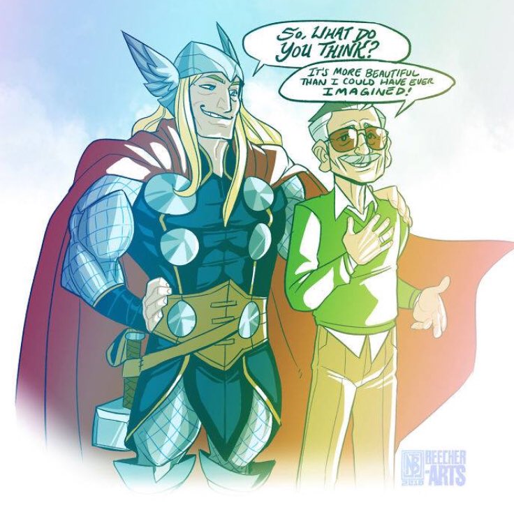 NerdsEverything's tweet photo. One of the best #stanlee tributes thus far. Of course Mr. Lee would go to Valhalla. He earned it. #marvel #excelsior #norse #mythology #thor #asgard https://t.co/d03KnlOVBm
