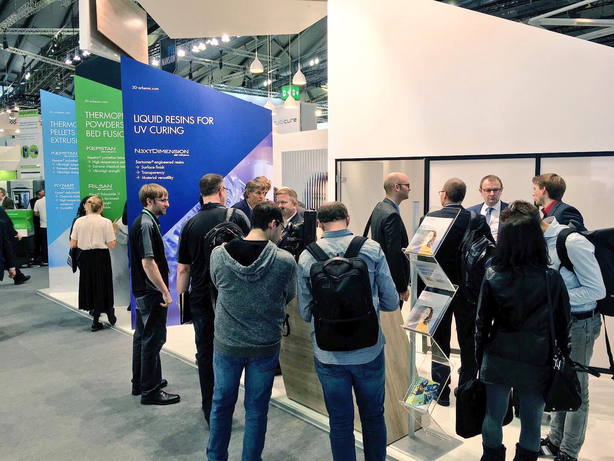 Arkema_group's tweet photo. What an interest at our booth @formnext_expo! You can still join us tomorrow on booth H58 hall 3.1 ๐ #formnext2018 #3DPrintingSolutionsbyArkema #UnlockingTheNextRevolution https://t.co/NtBA3UBC6d