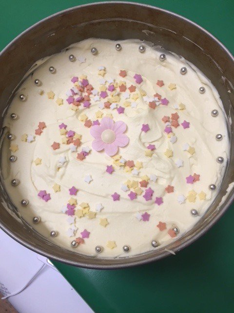 A white chocolate cheesecake lovingly made by one of our patients in a 1:1 session this morning in our very own kitchen. #baking #recovery #healthandwellbeing #CAKE #dietstartstomorrow