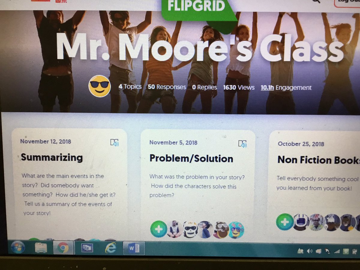 MooreClassroom's tweet image. We continue to use Flipgrid to reflect on our reading!  Today we worked on summarizing our books.  @CopperHillES #frsd #Tech4Learning