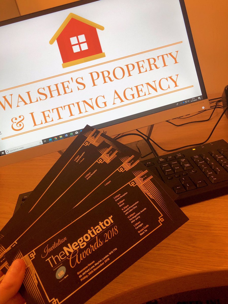 walshesproperty's tweet photo. Not long now until the 2018 Negotiator Awards, the biggest estate agency awards in the UK!
We have been shortlisted for two different awards this year; the best agency in the region &amp; our director for rising star of the year! https://t.co/Er4QvCPmMK