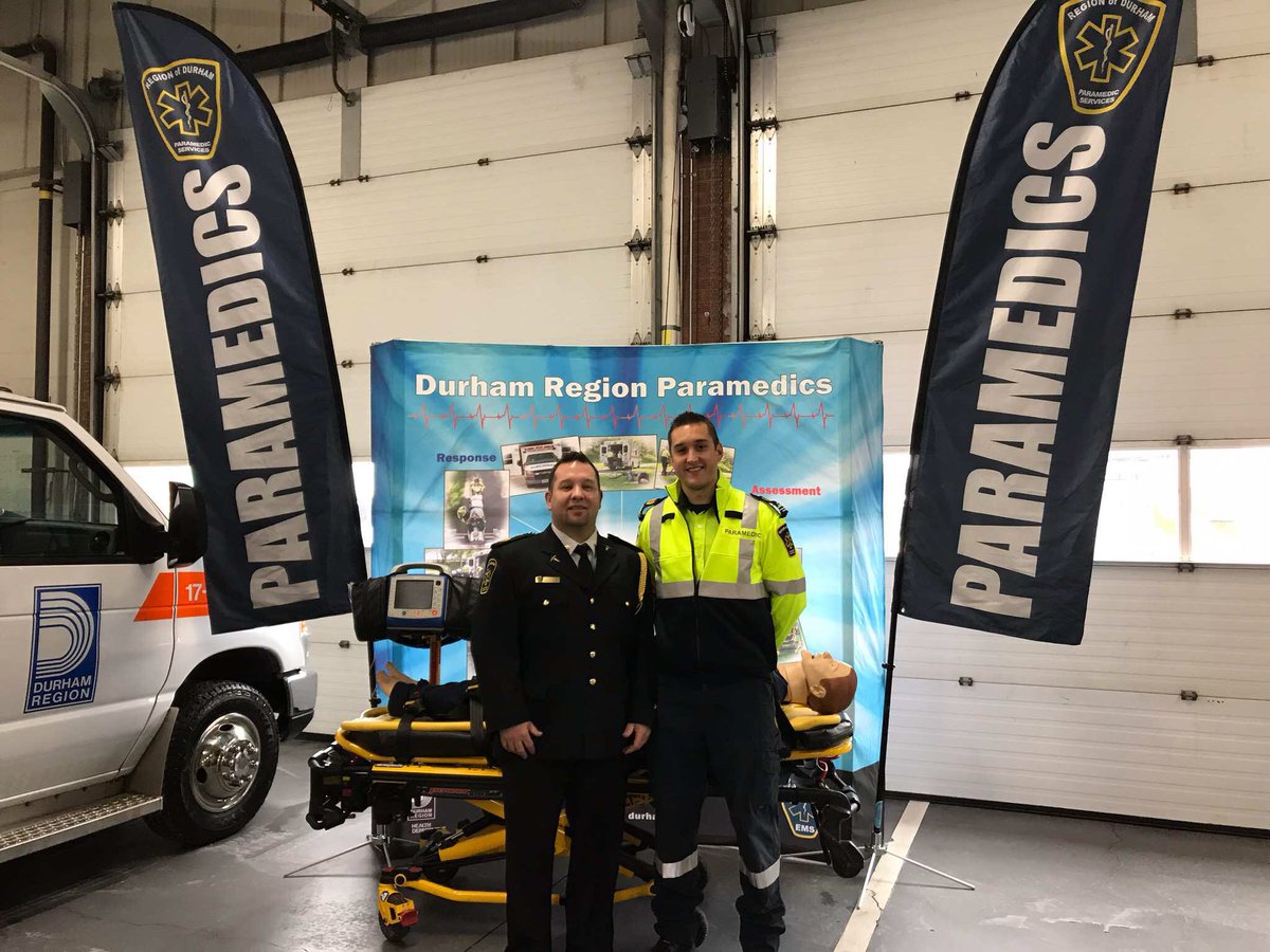 DurhamParamedic's tweet photo. Superintendent Jeff &amp; ACP Brock get ready to present at the @MADDDurham @DRPS Festival Ride Launch @WhitbyFire. Please don’t drive Impaired or distracted. Only you can #PreventTheEvent https://t.co/GVp4Bf40Zs