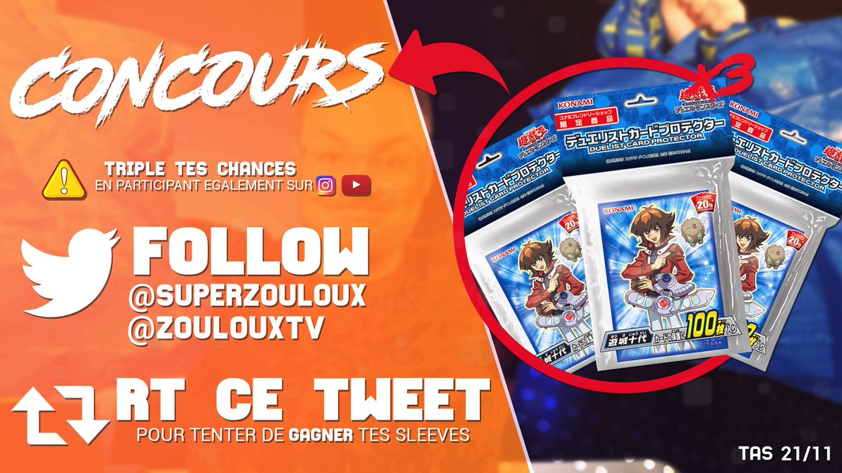 Superzouloux's tweet photo. J'ai des cadeaux pour vous !

RT + Follow @Superzouloux et @ZoulouxTV pour tenter de gagner un paquet de de protèges cartes YuGiOh exclusif ramené du Japon.

Toutes les infos en description ici:
https://t.co/jpVaojxEMi https://t.co/V0llEcfXsb