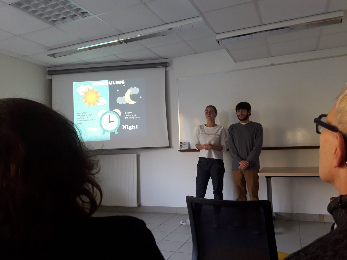 OuestICC's tweet photo. #ExpeNantes Présentation des premiers travaux des étudiants MECE @audencia @AudenciaMECE pour le projet du #CDP #ChallengeCreatif #interdisciplinaire @UnivNantes cc @CatherineMorel5 https://t.co/79kyzayPFv