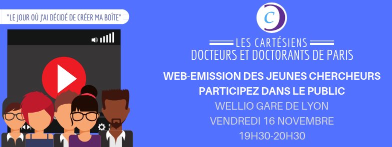 Avec <a href="/LesCartesiens/">Les Cartésiens</a> , on se retrouve demain pour le tournage de l'émission des jeunes chercheurs ! Envoyez un mail à lescartesiens.asso@gmail.com pour participer dans le public et venir discuter avec nos invités docteurs-entrepreneurs. #entrepreneuriat #recherche #emission #PhD
