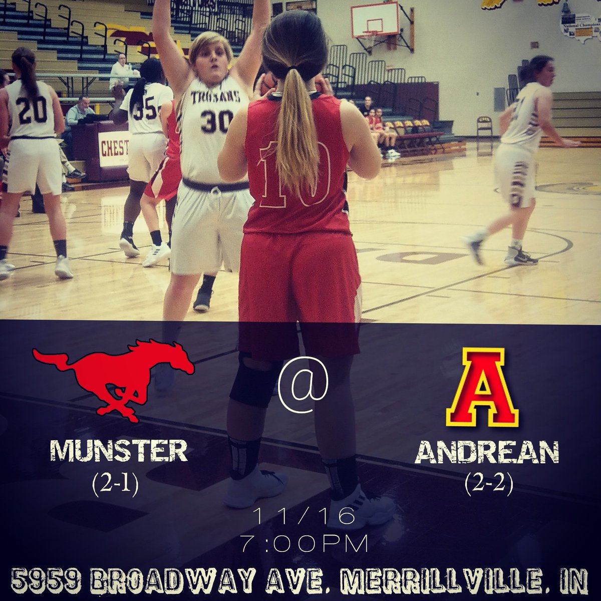 Tomorrow the Mustangs are looking to bounce back during the final leg of a 4 game road trip with their first NCC game against Andrean. JV starts at 5:30 and Varsity follows at 7:00. #RollStangs🏀