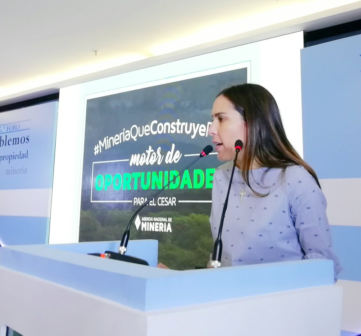 ANMColombia's tweet photo. "Tener resultados exitosos y emblemáticos de alianzas público privadas, permiten posicionar la minería ante las comunidades de manera tangible": Presidenta @silvihabib en #ForoProdeco @GrupoProdeco #MineríaQueConstruyePaís https://t.co/vPp4G0Aj07