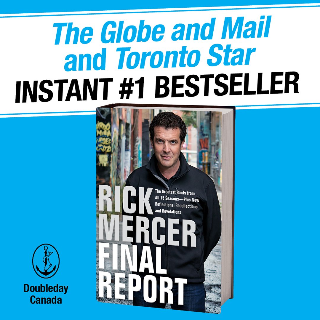 rickmercer's tweet photo. Gobsmacked and grateful. #RickMercerFinalReport is number one on both the @globeandmail and @TorontoStar Best Seller lists.  Thanks to everyone who picked it up. #ChristmasCameEarly https://t.co/NvFJ36bmyg