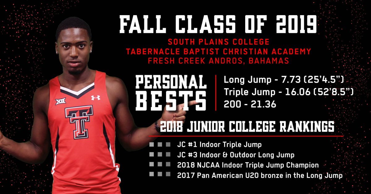 TexasTechTF's tweet photo. Holland Martin has signed his NLI with Tech!
The #1 JUCO triple jumper in the nation, the Bahamas native has cleared 25 feet in the LJ and 52 in the TJ!
#WreckEm https://t.co/mVzjvV4SkC