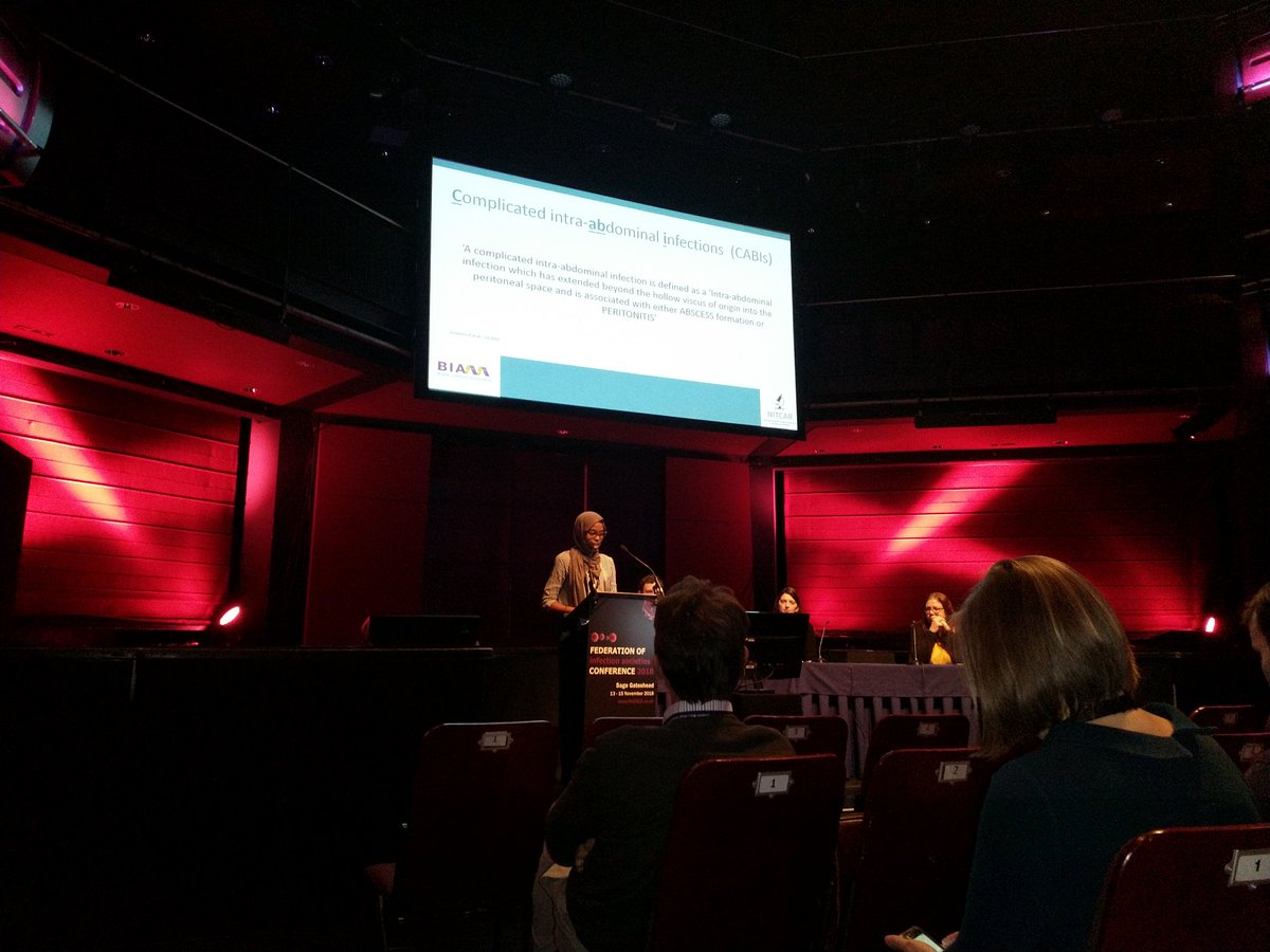 NITCAR_UK's tweet photo. @NITCAR_UK trainee chair @ShadiaAhmed presenting our Complicated intra-ABdominal Infection (CABI) project @FISConf #FIS2018 #FISNov18 https://t.co/6BcvYE4iWF