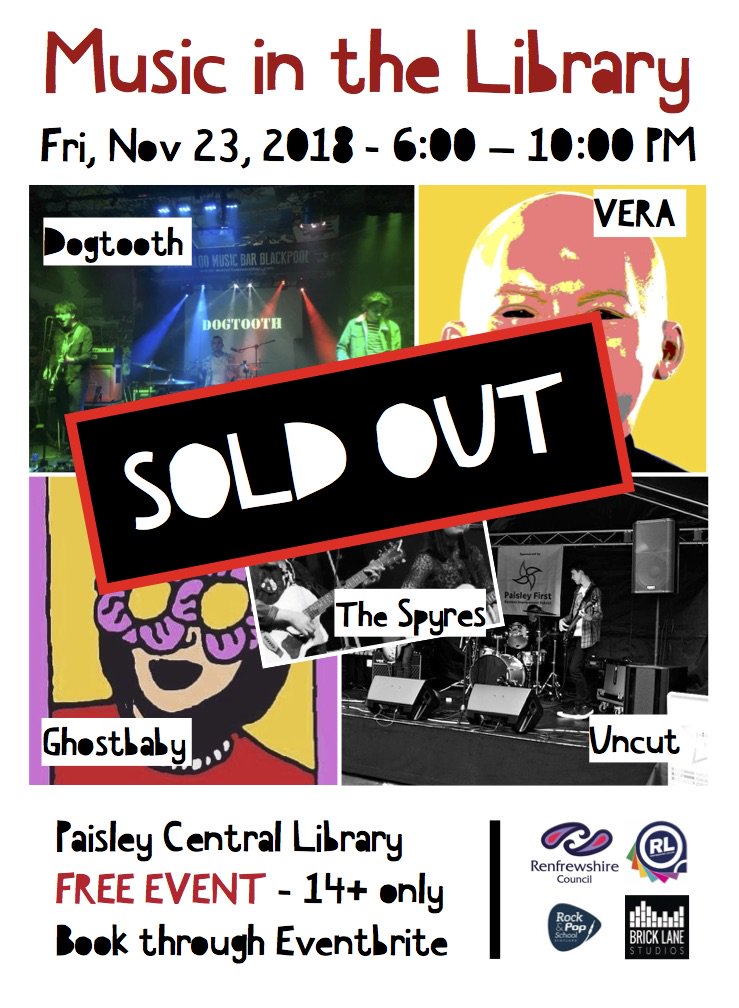 MUSIC in the Library 23rd Nov is now SOLD OUT! Sorry! But there are still lots of other FREE events which you can still attend on 23, 24 &amp; 25. See here for details: renfrewshireleisure.com/farewellfrenzy/