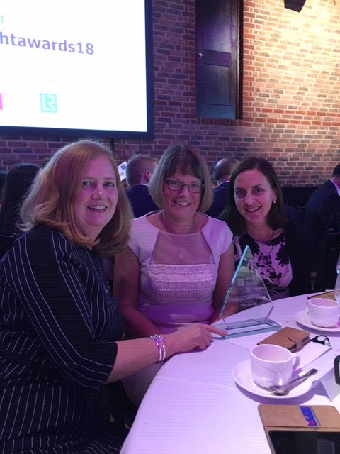 foodsafetybites's tweet photo. Claire Spencer celebrating her Best Food Technologist Award with Carole and Kristen! #sofhtawards18 https://t.co/IzrCZgXD18