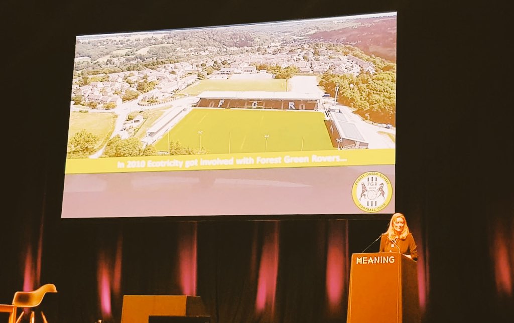 “We’re purpose-driven, not profit driven” says <a href="/HelenTaylor_eco/">Helen Taylor</a> , former female CEO of Forest Green Rovers. A football club that runs on solar panel energy and a vegan menu! She’s certainly set greener goals for the football industry. 
•
•
#purpose #inspired #meaningconf