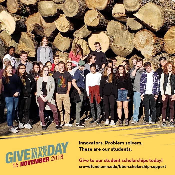 Guess what? If you donate between now and 4 pm, the UMN cause you donate to will also have a chance to receive an additional $1,000! Help us raise $5K for student scholarships today! crowdfund.umn.edu/bbe-scholarshi… #UMNgive #GTMD18