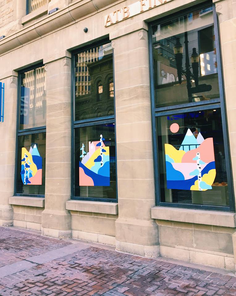 downtowncalgary's tweet photo. Just a few of the beautiful murals @budsofbuds  has put up in downtown Calgary as part of their #NorthernReflections project. Download the #Augle app to see them come to life with augmented reality! #iamdowntown https://t.co/l6IWJVutbw