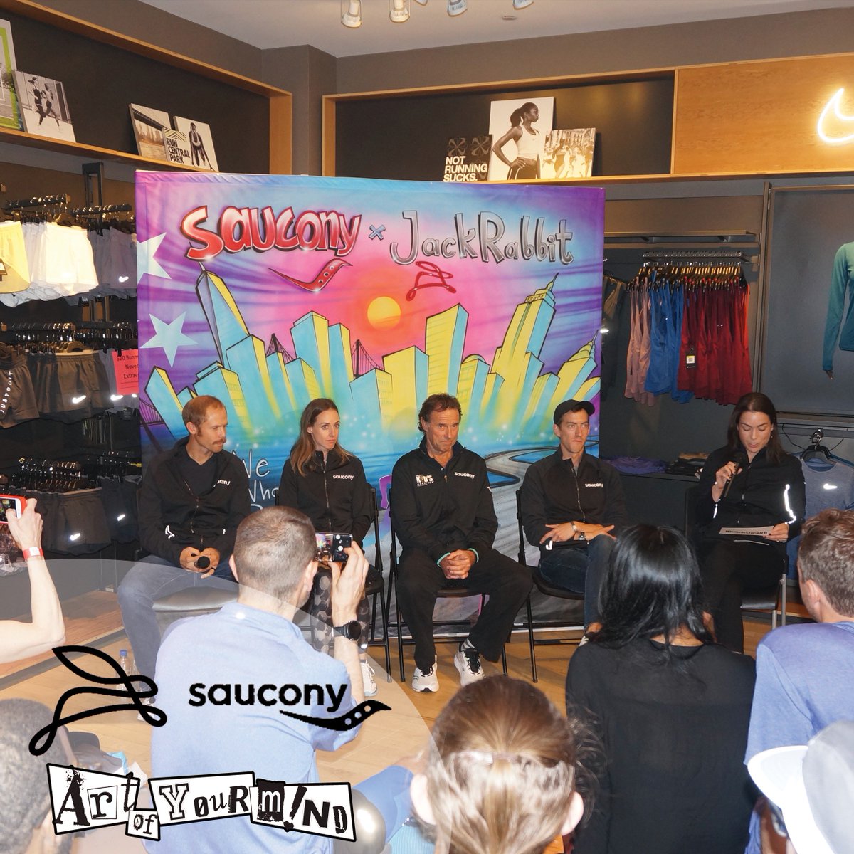 ArtOfUrMind's tweet photo. Custom airbrushed banner for Saucony x Jackrabbit at @nyrunningco. Perfect backdrop for the special panel of runners! #saucony #jackrabbit #sauconyevent #jackrabbitevent #newyorkrunning #nyrunning #nyrunningco #customartwork #nycmarathon #newyorkmarathon #raceday #customtees https://t.co/JADKZRCPpU