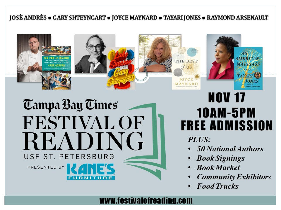 usfsp's tweet photo. It’s time again for the annual @TB_Times Festival of Reading, featuring more than 40 authors from around the country who will be on campus to share their latest work and sign books. Event is this Saturday at 10 a.m. Full schedule here: https://t.co/rR5s6iqxsZ. https://t.co/tO7bCtZX0z