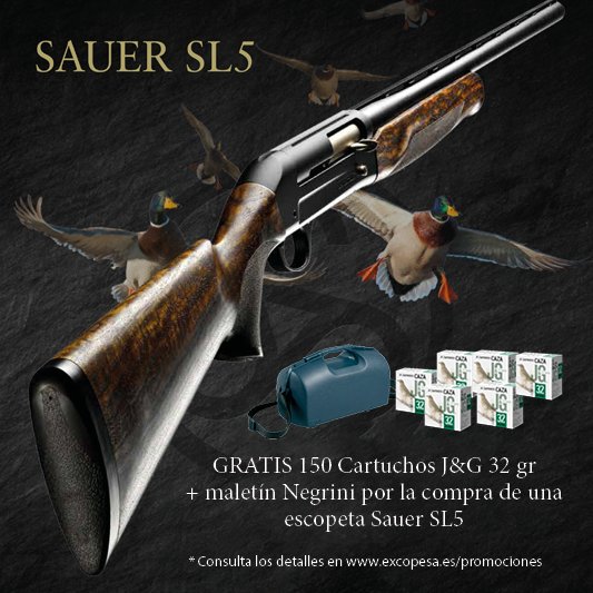 💥🔝‼️Pack #Sauer SL5. Velocidad natural, elegancia eterna‼️🔝💥
Con la compra de una de las contrastadas escopetas semiautomáticas Sauer SL5, te llevarás 150 Cartuchos J&amp;G Basic 32gr y un estupendo maletín de la marca Negrini para transportarlos.

➡️➡️💻 bit.ly/2xbnR7j