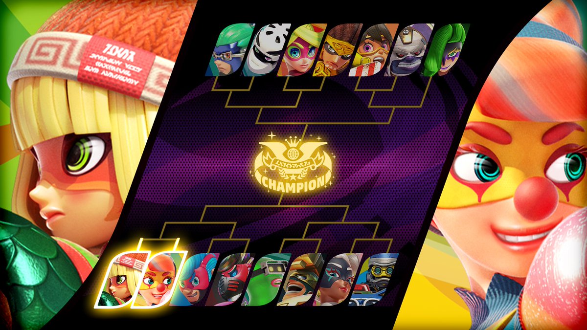 NintendoES's tweet photo. ¡Corona a tu luchador favorito como campeón de #ARMS en el torneo #festilucha!

La primera ronda empieza el 23 de noviembre, y en ella se enfrentará Min Min, la amante de los fideos, a la dulce Lola Pop. 🍜🍭 https://t.co/7u6wVfVg8F