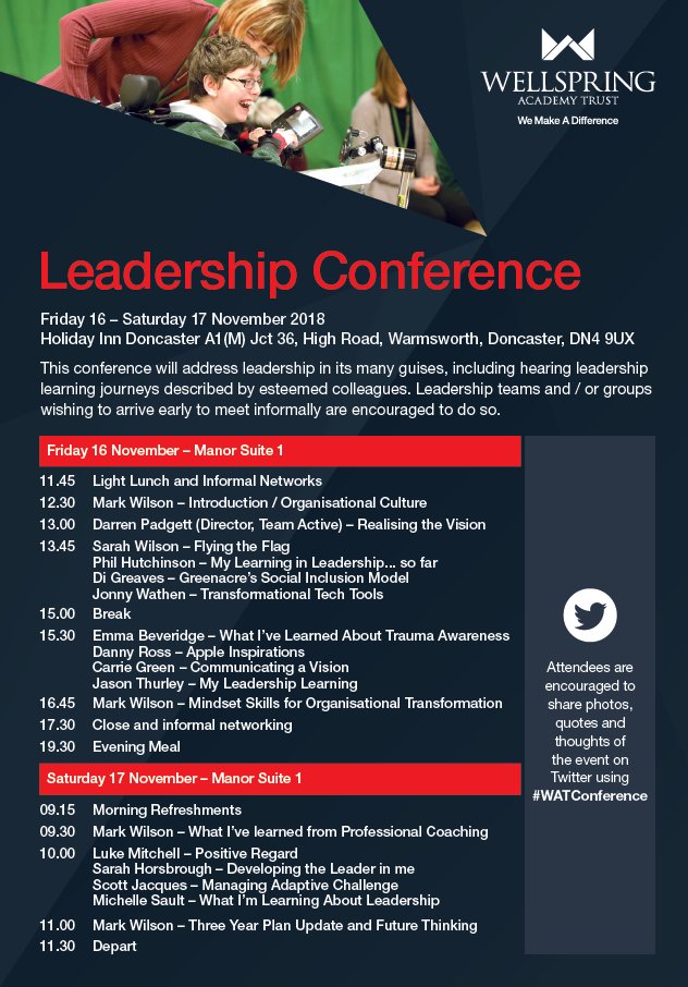 WellspringAT's tweet photo. We are looking forward to welcoming 71 esteemed colleagues to our first #WATConference of the academic year tommorrow. Our #WellspringFamily is growing with more Leaders attending then ever before. We can't wait to hear and share our #LearningJourneys. #inspiring #makethefuture https://t.co/F2qe2WJdLl