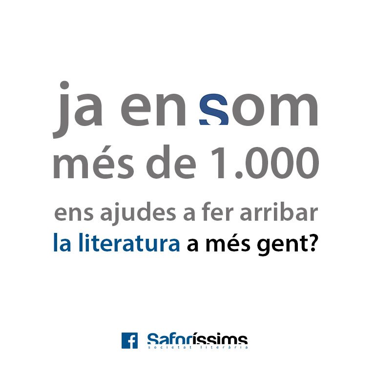 saforissims's tweet photo. 📣 Ja hem arribat a 1.000 seguidors. Moltes gràcies! 👏

🏃‍♀️🏃‍♂️ Ens ajudes a arribar a molta més gent per encomanar el plaer per la lectura 📚?

Estem també a:
#Fb 👩📕 https://t.co/nTv81Bfz4B
#Inst 📷 https://t.co/NiUPQPlhDP https://t.co/uC3lUnUHxn