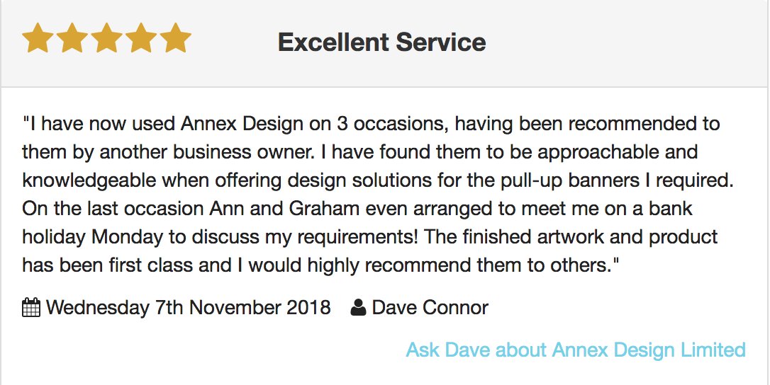 annexdesignltd's tweet photo. Another great review from a happy client. Thank you Dave you comments are very much appreciated. @WoW_Bromley @BeckBromFL @BromleyCupper https://t.co/m19FZ5Ldqc